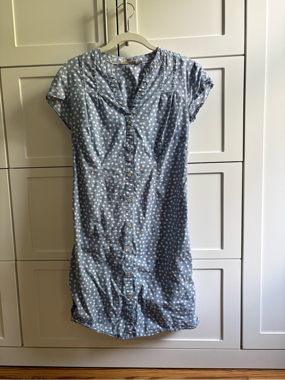 Boden 4 Light Blue Polka Dot Button-Up Shirt Dress